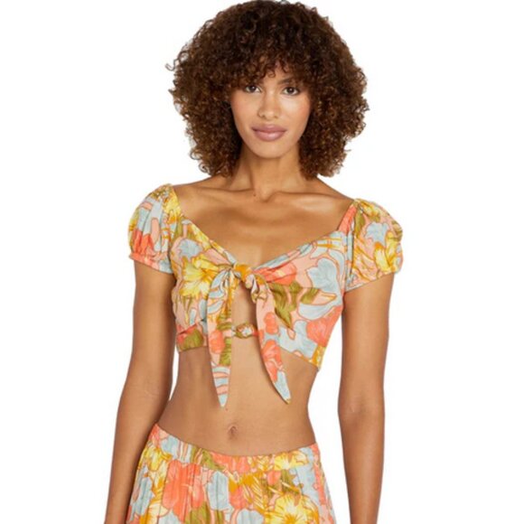 VOLCOM Women's Tropical Cropped Spice Top In Multi - Picture 1 of 7
